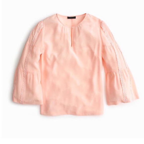 J. Crew Tops - J.crew Embroidered Bell Sleeve Silk Blouse. Size 14